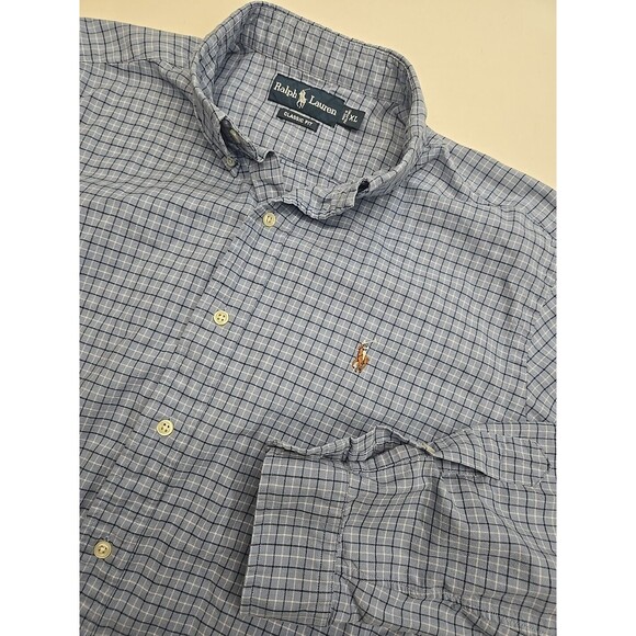 Ralph Lauren Men's XL Classic Fit Long Sleeve Button Down Check Blue‎ Cotton - Picture 1 of 9